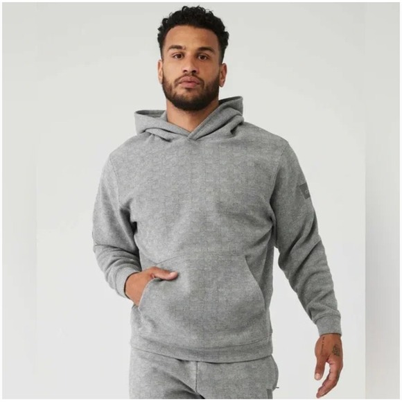 Alo Yoga Men's Glenplaid Colosseum Hoodie Gray Plaid Style M3192R - Picture 7 of 9